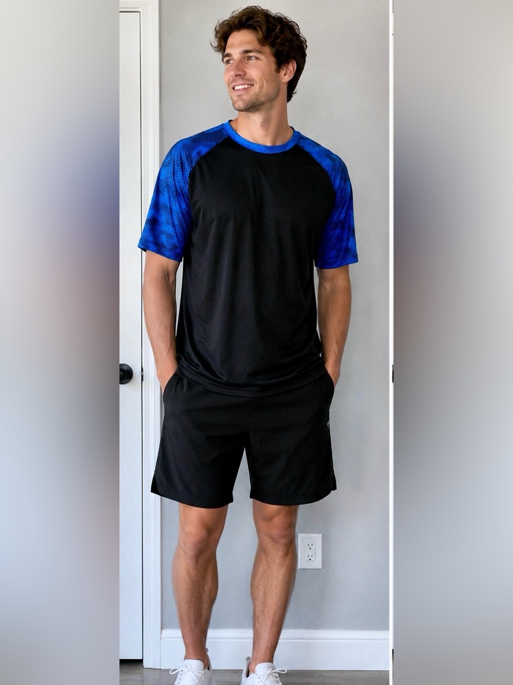 NWOTSport-Tek Men’s 2XL Black Blue Performance Raglan Shirt Athletic Baseball Te